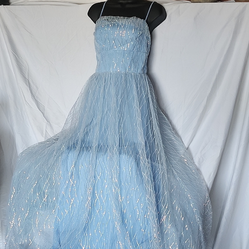 Windsor Light Blue Prom Dress with Sequin Details